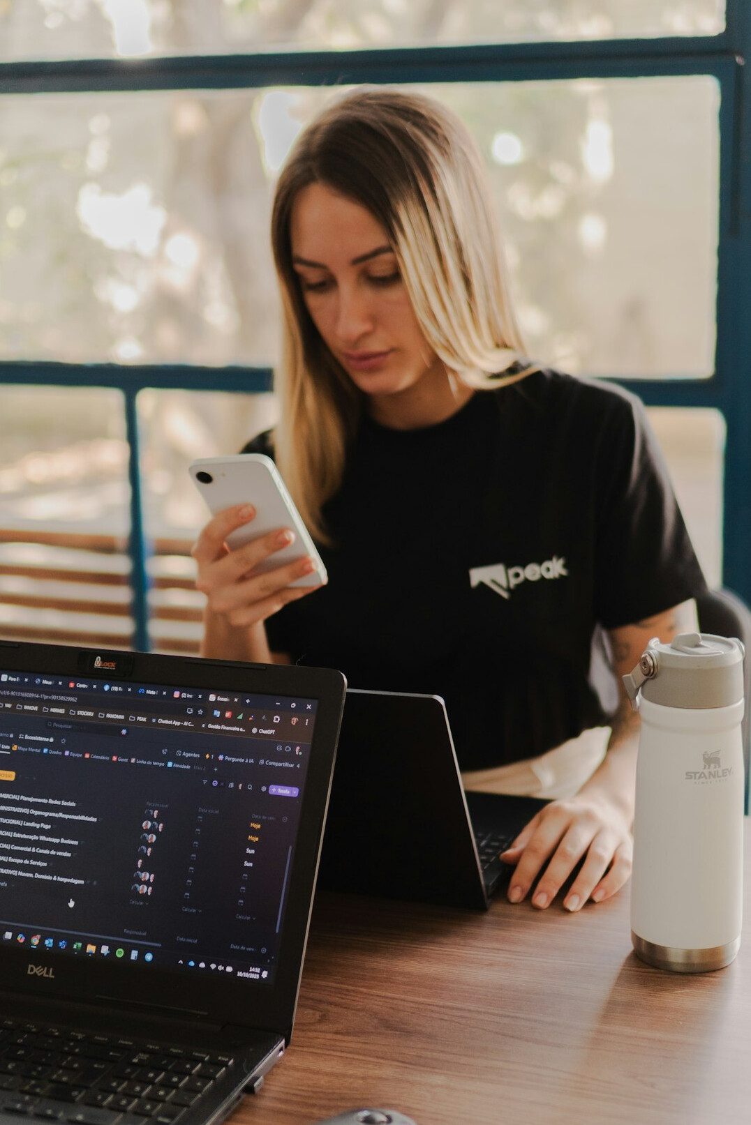 woman working on code at desk