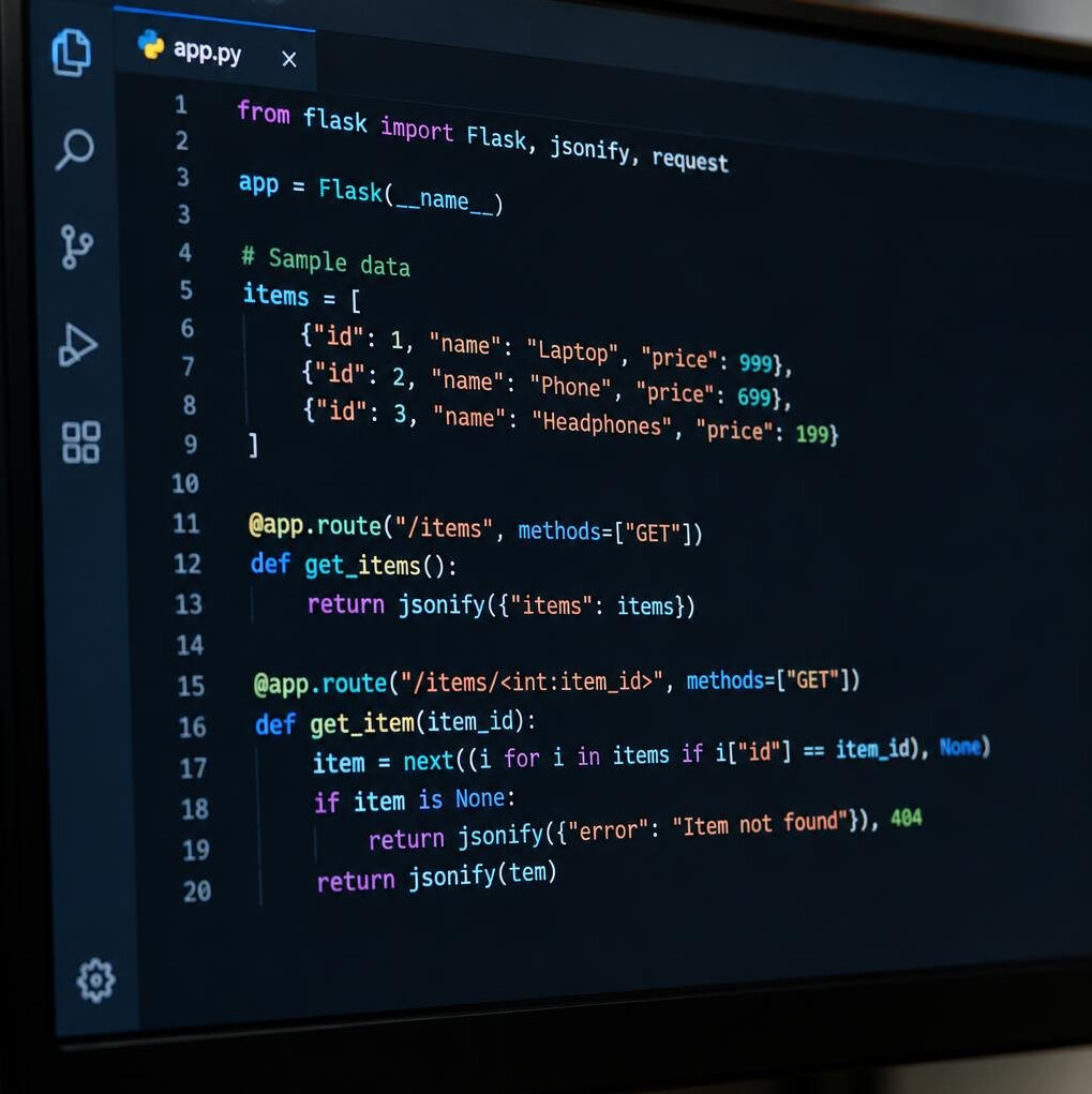 Close-up of colorful lines of code on a monitor